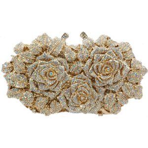 Luyxury Crystal purse Floral 3 Roses Bridal Party